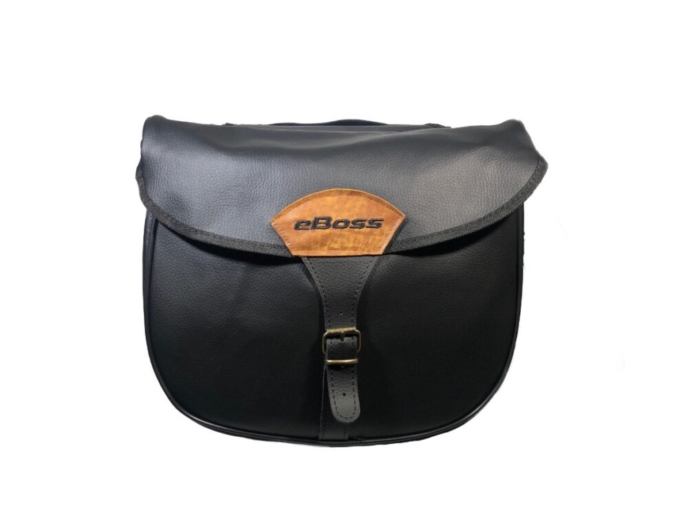eBoss Sadeltaske - Sort m. COGNAC Logo