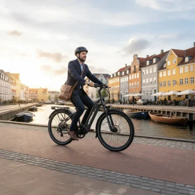 Gråbrun eMiles moderne elcykel nyhavn københavn EFUTURE