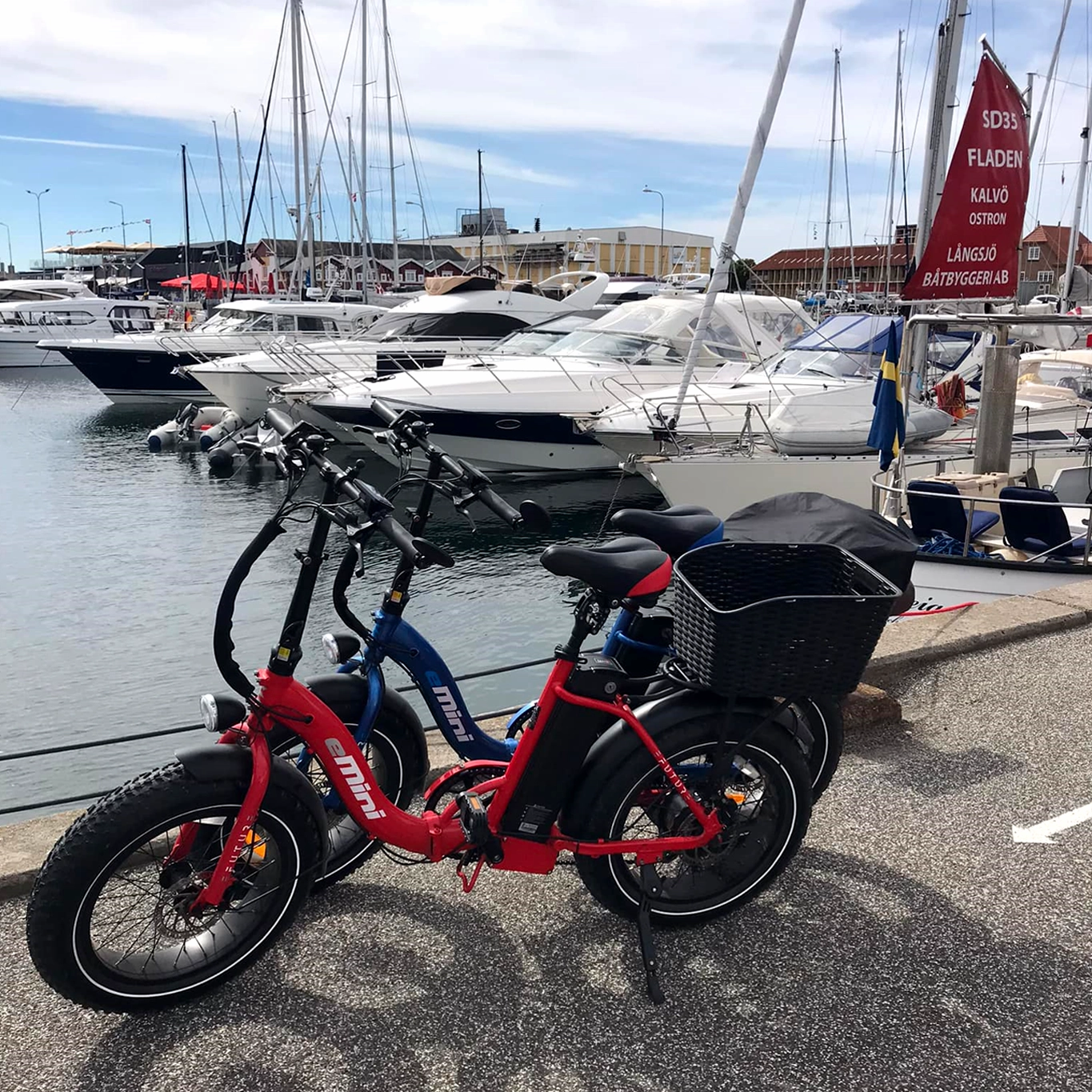 EFUTURE eMini Low Fatbike Elcykel Rød og Blå Sverige