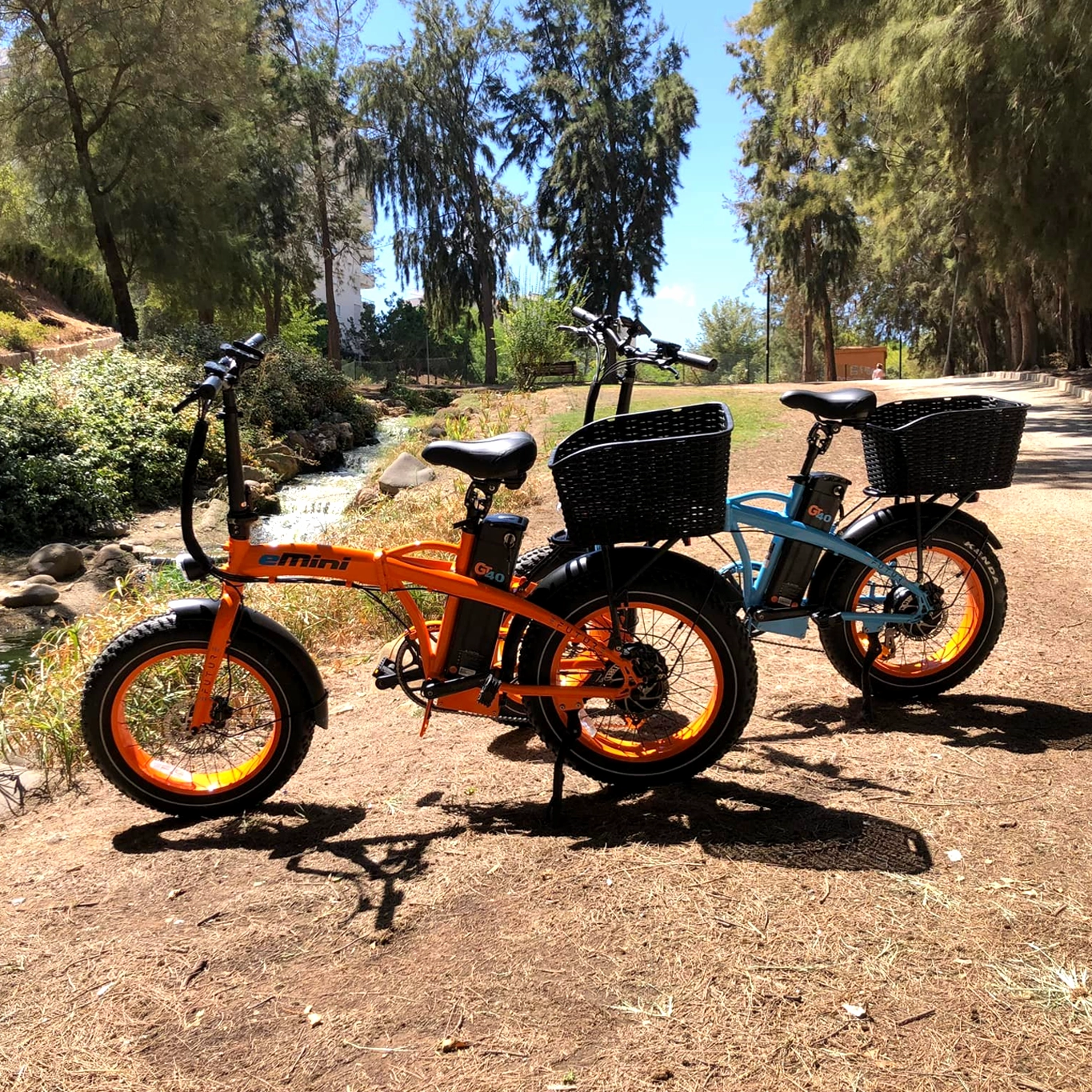 EFUTURE eMini GT40 Fatbike Elcykel Orange og Racing blå
