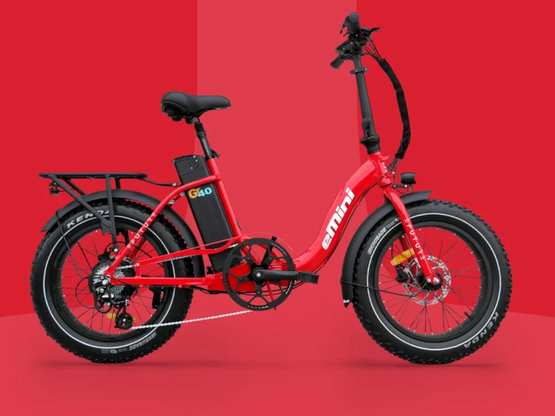 Rød EFUTURE eMini Low GT40 Fatbike elcykel med lav indstigning